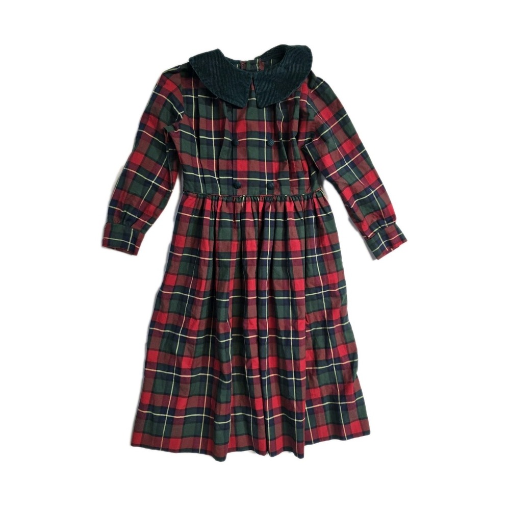 Vintage Monday's Child Girls Dress Red Green Plaid 8